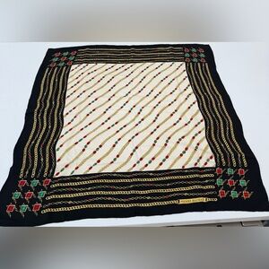 Pierre Balmain Vintage Silk Scarf with Red and Green Accents